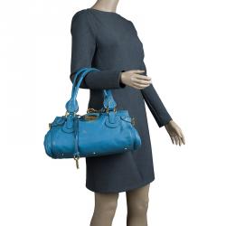 Pre Owned Chloe Blue Leather Medium Paddington Satchel