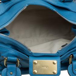 Pre Owned Chloe Blue Leather Medium Paddington Satchel