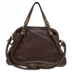Pre Owned Chloe Brown Leather Medium Paraty Shoulder Bag