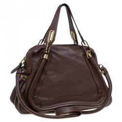 Pre Owned Chloe Brown Leather Medium Paraty Shoulder Bag