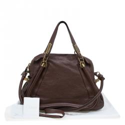 Pre Owned Chloe Brown Leather Medium Paraty Shoulder Bag