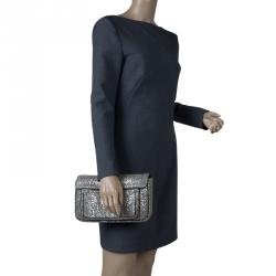 Pre Owned Chloe Metallic Grey Tweed Mini Elsie Clutch