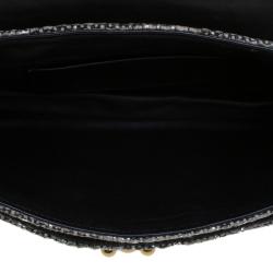 Pre Owned Chloe Metallic Grey Tweed Mini Elsie Clutch