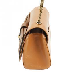 Pre Owned Chloe Brown Leather June Bow Chain Shoulder Bag