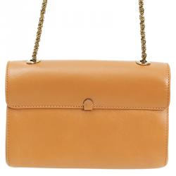Pre Owned Chloe Brown Leather June Bow Chain Shoulder Bag