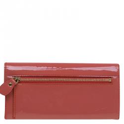 Pre Owned Chloe Coral Patent Leather Elsie Continental Wallet