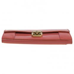 Pre Owned Chloe Coral Patent Leather Elsie Continental Wallet