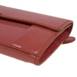 Pre Owned Chloe Coral Patent Leather Elsie Continental Wallet