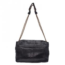 Pre Owned Chloe Black Python Medium Sally Shoulder Bag