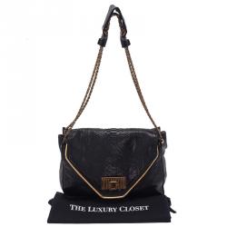 Pre Owned Chloe Black Python Medium Sally Shoulder Bag