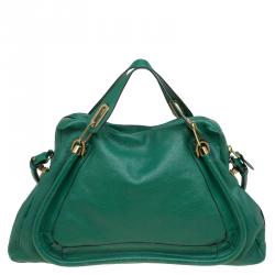 Pre Owned حقيبة يد كلوي بيريتي كبيرة جلد خضراء