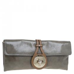 Pre Owned Chloe Fatigue Patent Leather Clasp Closure Clutch