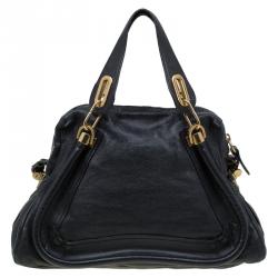 Pre Owned حقيبة كتف كلوي بيريتي متوسطة جلد سوداء