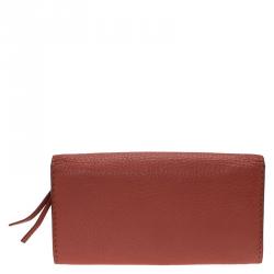 Pre Owned Chloe Copper Leather Marcie Continental Wallet