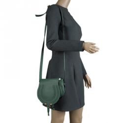 Pre Owned Chloe Green Leather Mini Marcie Crossbody Bag
