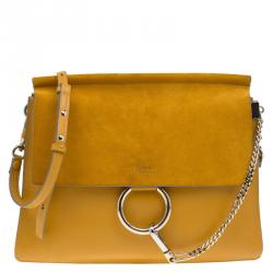Pre Owned Chloe Yellow Leather and Suede Faye Shoulder Bag