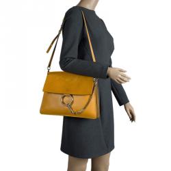 Pre Owned Chloe Yellow Leather and Suede Faye Shoulder Bag