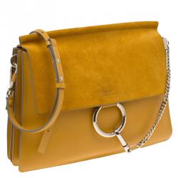 Pre Owned Chloe Yellow Leather and Suede Faye Shoulder Bag