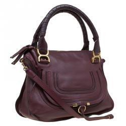 Pre Owned Chloe Burgundy Leather Medium Marcie Satchel