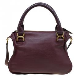 Pre Owned Chloe Burgundy Leather Medium Marcie Satchel