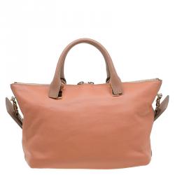 Pre Owned Chloe Bi Color Leather Medium Baylee Tote