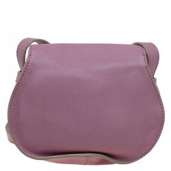 Pre Owned Chloe Lilac Leather Mini Marcie Crossbody Bag