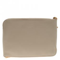 Pre Owned Chloe Beige Leather Double Zip Reversible Pouch