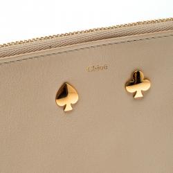 Pre Owned Chloe Beige Leather Double Zip Reversible Pouch