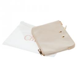 Pre Owned Chloe Beige Leather Double Zip Reversible Pouch