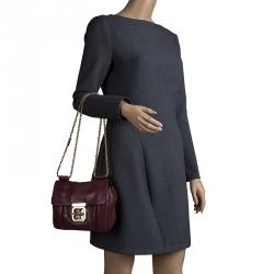Pre Owned Chloe Burgundy Leather Small Elsie Shoulder Bag