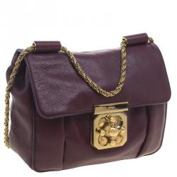 Pre Owned Chloe Burgundy Leather Small Elsie Shoulder Bag