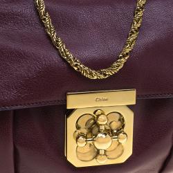 Pre Owned Chloe Burgundy Leather Small Elsie Shoulder Bag