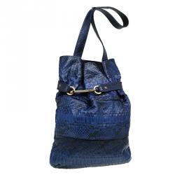 Pre Owned Chloe Blue Python Joan Bucket bag