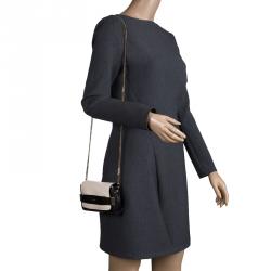 Pre Owned Chloe Off White/Black Leather Elle Chain Clutch