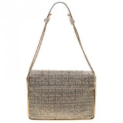 Pre Owned Chloe Metallic Tweed Medium Sally Flap Shoulder Bag