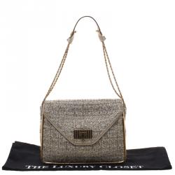 Pre Owned Chloe Metallic Tweed Medium Sally Flap Shoulder Bag