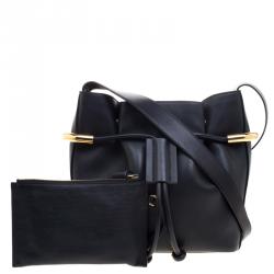 Pre Owned Chloe Black Leather Emma Drawstring Shoulder Bag
