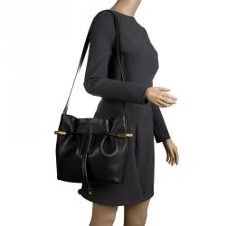 Pre Owned Chloe Black Leather Emma Drawstring Shoulder Bag