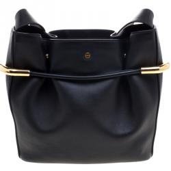 Pre Owned Chloe Black Leather Emma Drawstring Shoulder Bag