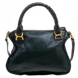 Pre Owned Chloe Green Leather and Python Medium Marcie Satchel