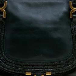 Pre Owned Chloe Green Leather and Python Medium Marcie Satchel