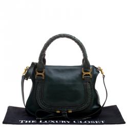 Pre Owned Chloe Green Leather and Python Medium Marcie Satchel