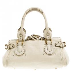 Pre Owned Chloe Cream Leather Medium Paddington Satchel