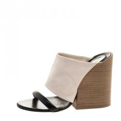 Pre Owned Chloe Monochrome Leather Slip On Mules Size 38.5