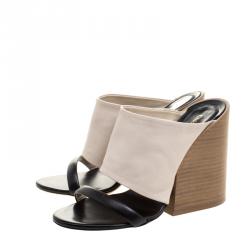 Pre Owned Chloe Monochrome Leather Slip On Mules Size 38.5