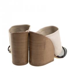 Pre Owned Chloe Monochrome Leather Slip On Mules Size 38.5