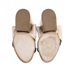 Pre Owned Chloe Monochrome Leather Slip On Mules Size 38.5