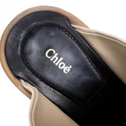 Pre Owned Chloe Monochrome Leather Slip On Mules Size 38.5