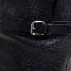 Pre Owned Chloe Black Leather Double Buckle Calf Length Boots Size 38