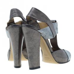 Pre Owned Chloe Metallic Leather T Strap Pumps Size 40.5